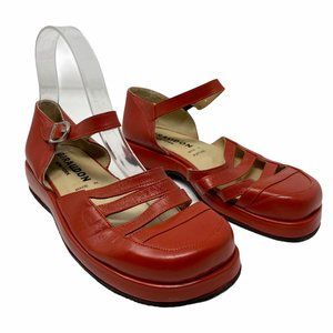 Giraudon Strappy Square Toe Mary Janes Red Sandals